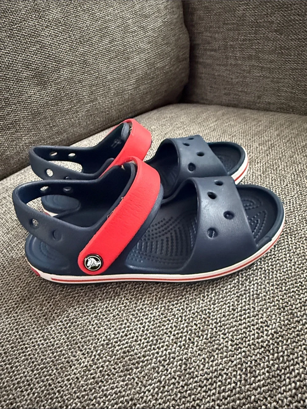 Crocs Crocband Toddler Boy Sandals Navy Red 13 C Used